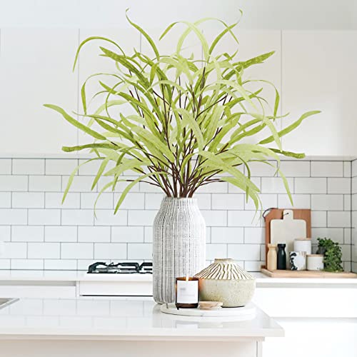 Obbsie 6Pcs Artificial Eucalyptus Leaves Grass Stems 27.5" Artificial Spring Greenery Stems Plants Fake Eucalyptus Plant Branches For Flower Arrangement Bouquets Floral Vase Wedding Decor #TOP1