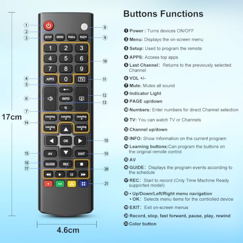 Universal Fernbedienung Fernseher, Universalfernbedienung Mit 5 Lertasten – Ansicht 7