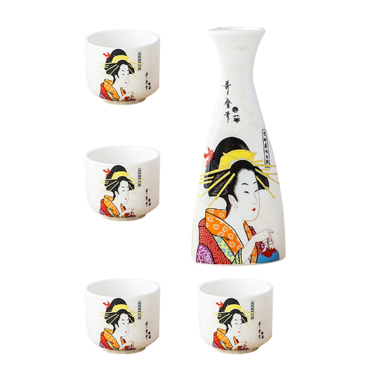 Set de service à saké en céramique comprenant 1 théière et 4 tasses