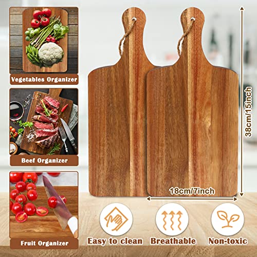 10 tablas de cortar de madera de acacia 15 x 7 in con asas miniatura 2