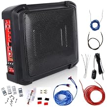 SIXWIN 1000W Slim Under Seat Powered Car Subwoofer Car/Truck Audio Sub Built in Amplifier Low Profile Subwoofer and AMP Package