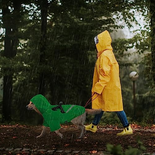 Dolahovy Hunderegenmantel mit Geschirr,Hundeponchos Wasserdichter Hundemantel Leichter Hunde Regenanzug Verstellbare reflektierende Haustier Regenbekleidung mit Kapuze