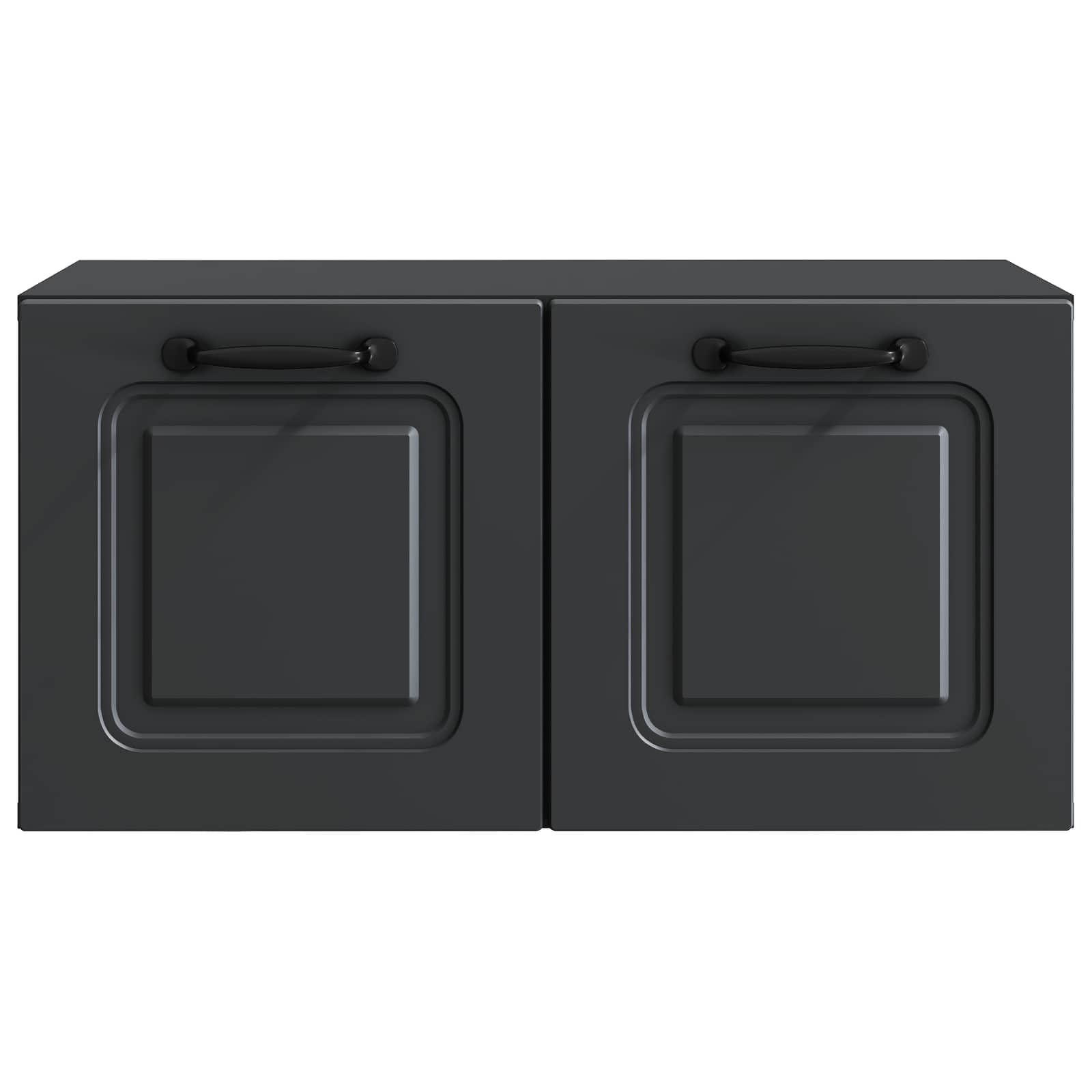 Wandmontierter TV-SchrankSchwarz 59,5x31x30 cm Holzwerkstoff Lowboard Haengend Fernsehtisch Fuer Wohnzimmer Kleines TV Board Platzsparendes Media Center mit 2 90 Grad Schwenktueren