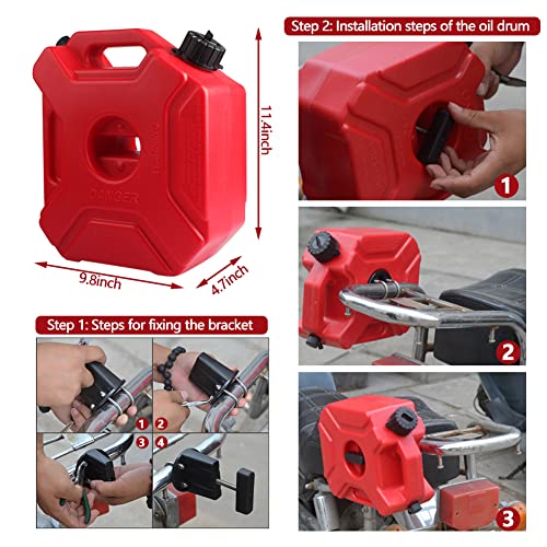 Togarhow 5L 1.3 Gallon Portable Fuel Tank Gas Fuel Container With Spout And Vent Suitable For Motorcycle Off-Road Vehicles Suv Atv, Red #TOP3