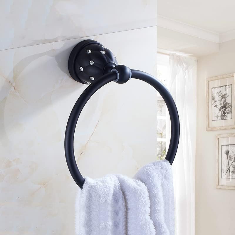 LSLYTQ Antique Gold Diamond Brass Towel Ring, Towel Holder, Towel Bar, Wall Mounted Bathroom Accessories