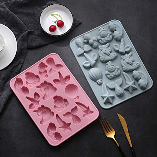 Hemoton 2 peças de moldes de doces de silicone unicórnio cauda de sereia molde de cobertura de Natal