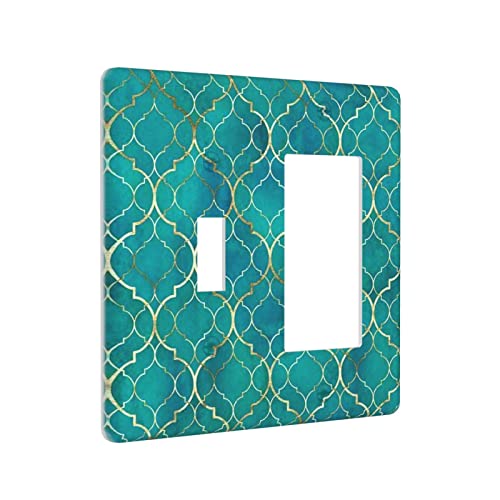 Moroccan Tiles Combination Toggle Rocker Light Switch Cover Decorative 2 Gang Wall Plate Electrical Gfci Switchplate For Bathroom Kitchen Living Room Home Decor #TOP1