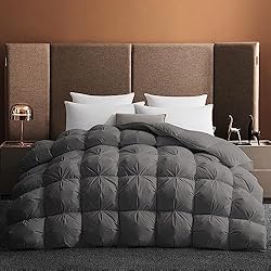 puredown Edredón Nórdico de Plumón 220x240cm para Cama 135/150/160, Todas Estaciones, Relleno Pluma y Plumón de Ganso Desde latitudes Altas, Ligero y Suave, 100% Algodón, Lavar a Maquina (Gris)