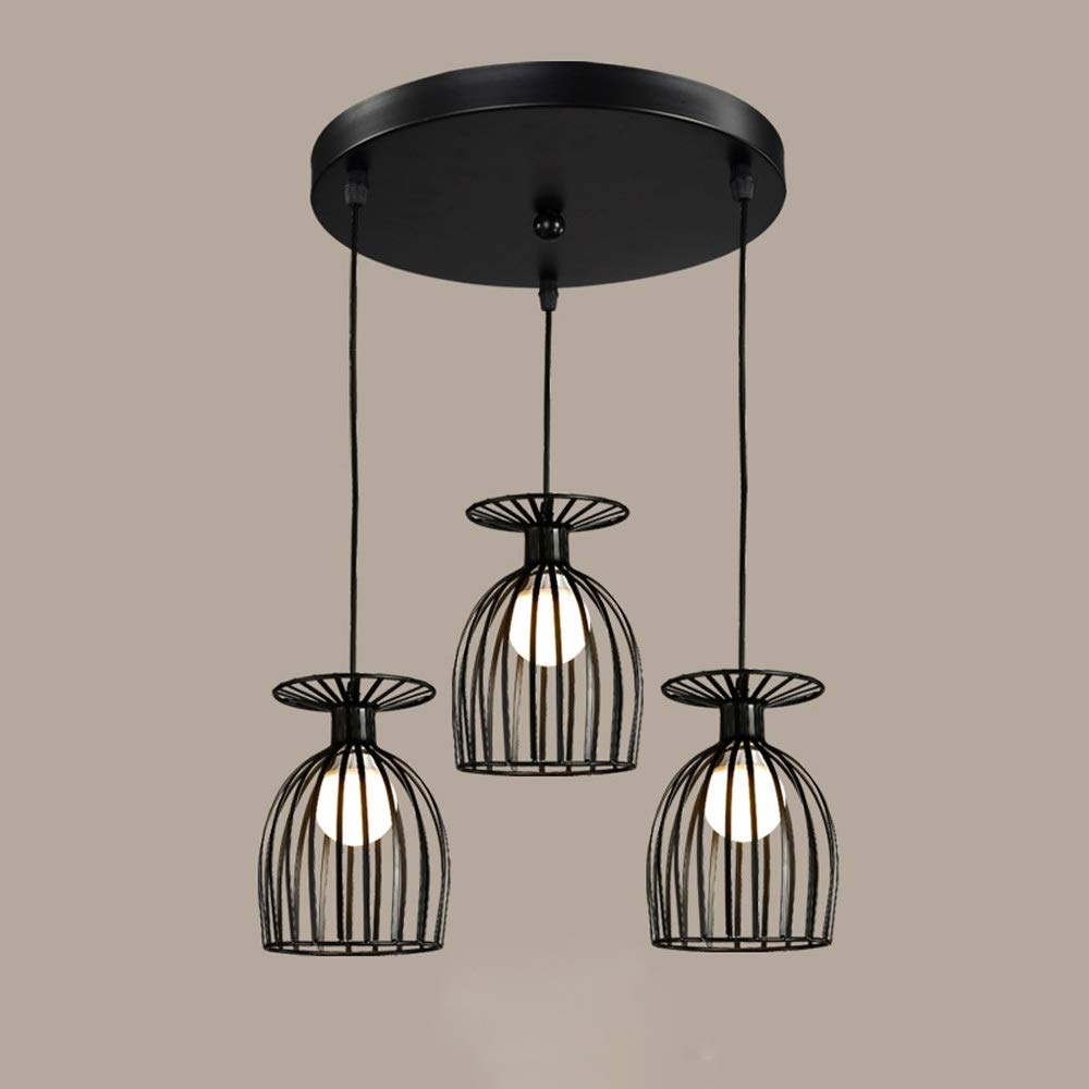 Lámpara de jaula negra de 3 luces para techos oscuros y sin brillo 6
