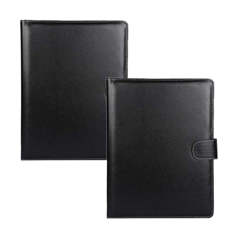 Image of AmazingHind A4 Professional Pack Of 2 File Folders, Document Files For Certificates (Faux Leather - Black01)