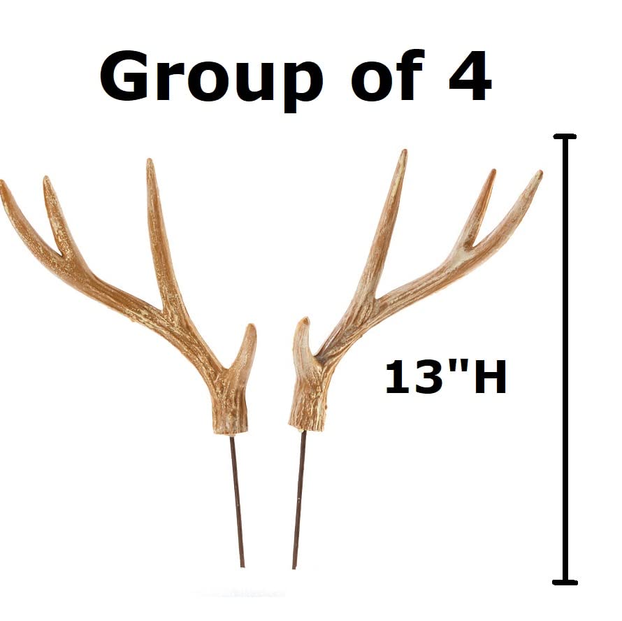 Set of 4 Faux Deer Antler Picks by Factory Direct Craft - Pack of 4 Random Right and Left Reindeer Antlers for Lodge Woodland and Christmas Decor and Holiday Decorations