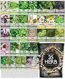 Gardeners Basics, 35 Herb Seeds for Planting Varieties Heirloom Non-GMO Seeds Indoors, Hydroponics, Outdoors - Basil, Lavender, Catnip, Cilantro, Oregano, Parsley, Peppermint, Rosemary and More