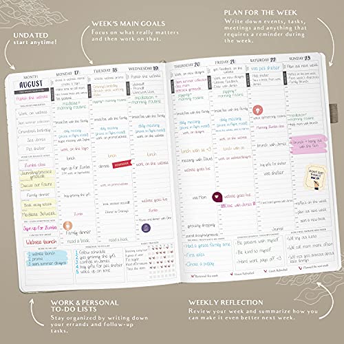Image of Legend Planner PRO Hourly Schedule Edition - Deluxe Weekly & Daily Organizer with Time Slots. Time Management Appointment Book Journal for Work & Personal Life, Undated, A4 Size Hardcover - Seashell Gold Foil