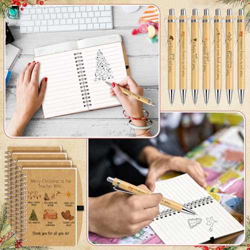 Carnets de Noël à couverture illustrée et stylos en bambou léger - 6