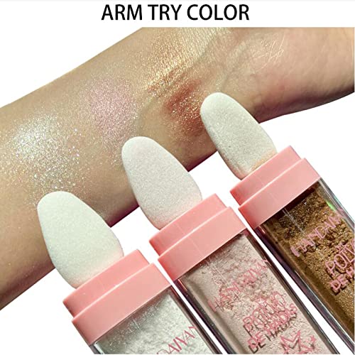 Polvo De Hadas Highlighter Makeup Stick, Fairy Highlighter Powder Face Highlighter Body Brightens Natural Three-Dimensional Face Powder Blusher (White Moonbeam/1PC)