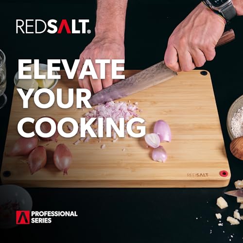 REDSALT® Professional Series GYUTO 牛刀 21cm Damaststahl 69 Lagen Chefmesser handgefertigt in Japan | Profi Kochmesser & Ledertasche | Damast Hammerschlag Klinge | Damastmesser Küchenmesser