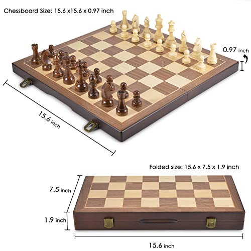 Amerous 19148 Magnetic Wooden Chess And Checkers Game Set, 15 Inches (2 In 1) Chess Board Games thumb #4