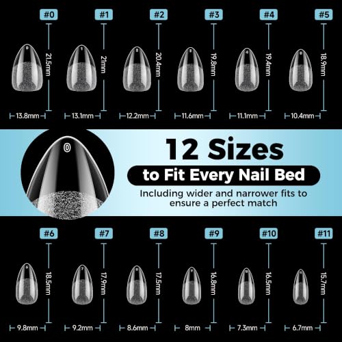 Image of Luckyfairy Short Almond Nail Tips 360PCS Soft Gel Nail Tips