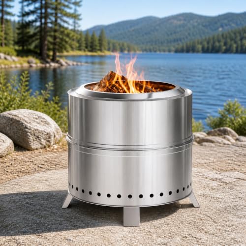 Breezz Smokeless Fire Pit 19.3 Inch Portable Outdoor Stove