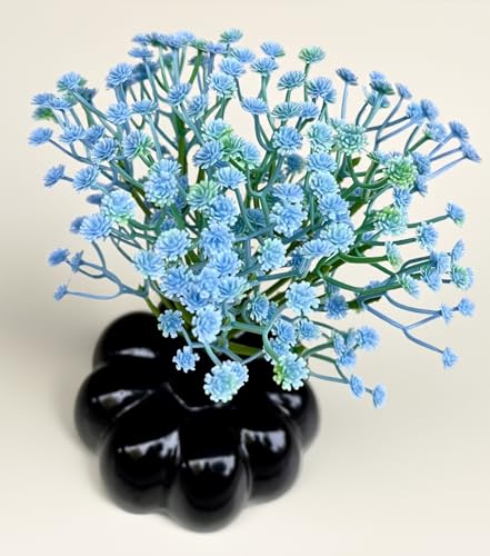 Image of SPHINX Ceramic Vase with Artificial Flowers| Flower Vase Pot for Home Decor,Living Room,Dining Table & Office|Modern Boho Minimalist Centerpiece for Decoration,Gifting (Pumpkin with Baby's Breath)