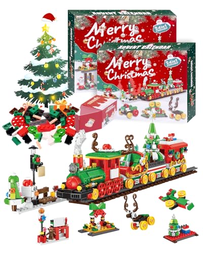 BVCNIG Train Building Blocks Advent Calendar 2025, 24 Boxes Christmas