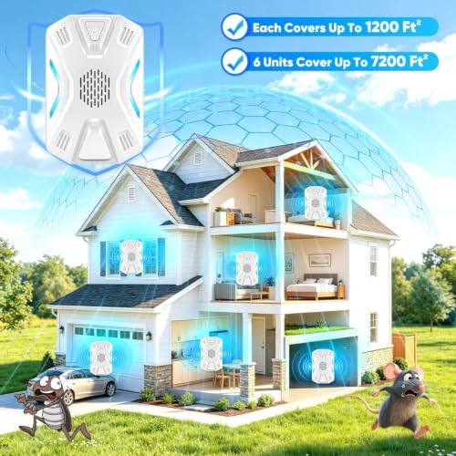 Image of 2026 Upgraded Ultrasonic Pest Repeller Indoor,3 Modes Mouse Repellent Plug in,Electronic Pest Control Roach, Mouse, Bugs, Mosquito, Mice, Spider, Ant,Insect,Rodent Repellent Ultrasonic Plug in,6 Pack