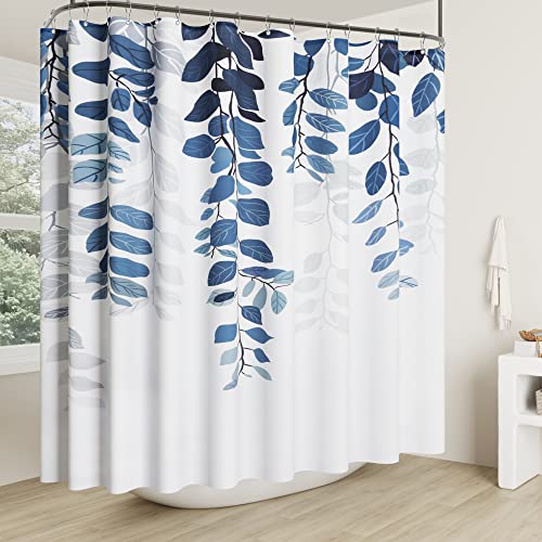 Rideau de douche feuilles botaniques extra large bleu floral - 6