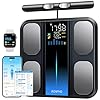 RENPHO Balance pour Poids Corporel et Taux de Graisse, Balance Intelligente avec 8 Électrodes et Plateforme Large, Analyseur Corporel pour IMC, Masse Grasse, Masse Musculaire, Haute Précision, 180 kg