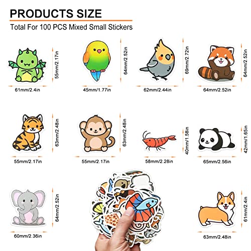 Cute Animal Stickers For Kids, 100Pcs Water Bottle Stickers For Teens, Waterproof Stickers Aesthetic Vinyl Kawaii Cartoon Stickers For Laptop Luggage Skateboard Computer Hydroflask Phone Bumper #TOP7