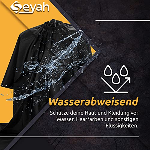 Foto von [2 Stück] SEYAH Profi Friseurumhang Erwachsene und Kinder mit Hakenverschluss Wasserabweisend Friseur Umhang zum Haare schneiden Haar-schneideumhang Frisierumhang Frisörumhang Schwarz