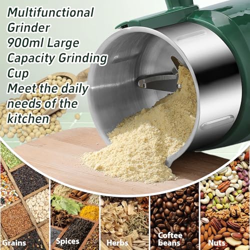 Image of Spice Grinder Electric, 800W Herbs Coffee Grinder for Kitchen, 900g Versatile Grain Mill for Dry Nuts, Grains, Seeds, Rice, Bean and Pepper (Green)