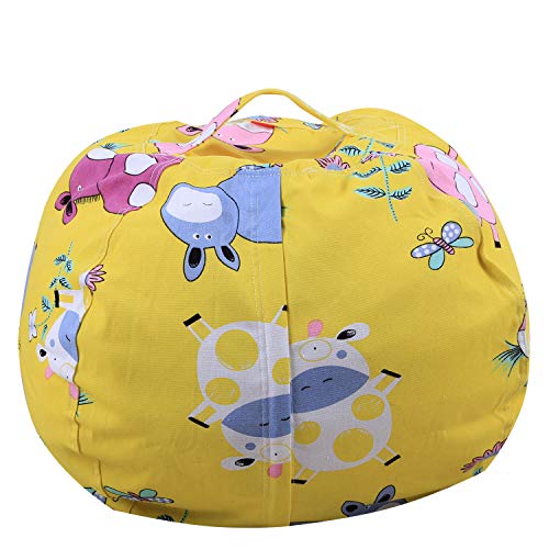 MKHDD Large Stuffed Kid Animal Storage Bean Bag Chair Children's Chair Cover Comfortable Soft Seat For Nursery Perfect Storage Solution For Toys,D,18Inch