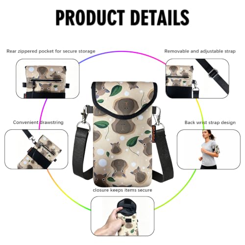Image of Neoprene Phone Sleeve Pouch Case Bag for Men Women w /Crossbody Strap /Neck Lanyard for iPhone 17 /16 /15 /14 Pro Max, Samsung S25,Pixel 10