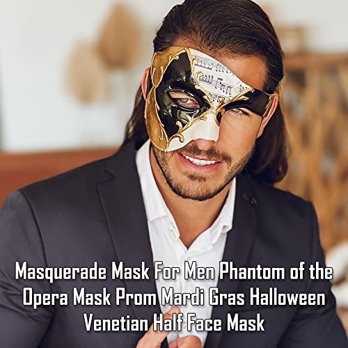 image for Luxury Mask Half Face Masquerade Mask For Men Phantom Of The Opera Mas