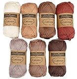 Material: 100% Baumwolle theofeel Häkelgarn Set Häkelwolle Baumwolle Scheepjes Catona #6 coffeeshop, 350g Baumwollgarn zum Häkeln und Stricken