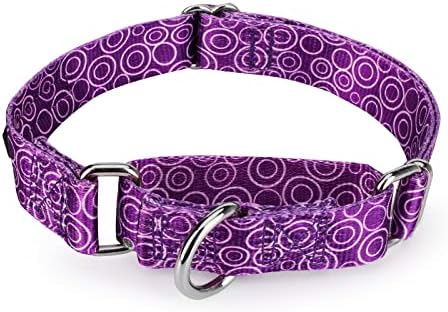 Stylish Camouflage Floral Printed Dog Collar - Adjustable Collar for Small and Medium Large Dogs (L, Purple)