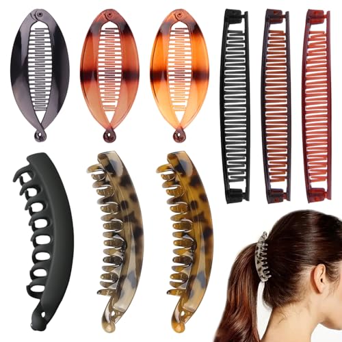 SYEYCW 9 Piezas Banana Clips Hair, Pinza para el Pelo de Banana, Accesorios para el Cabello de Cola de Pez, Clip de Cola de Caballo, Banana Clips Hair Pelo Rizado, Banana Clip para Mujeres y Niñas