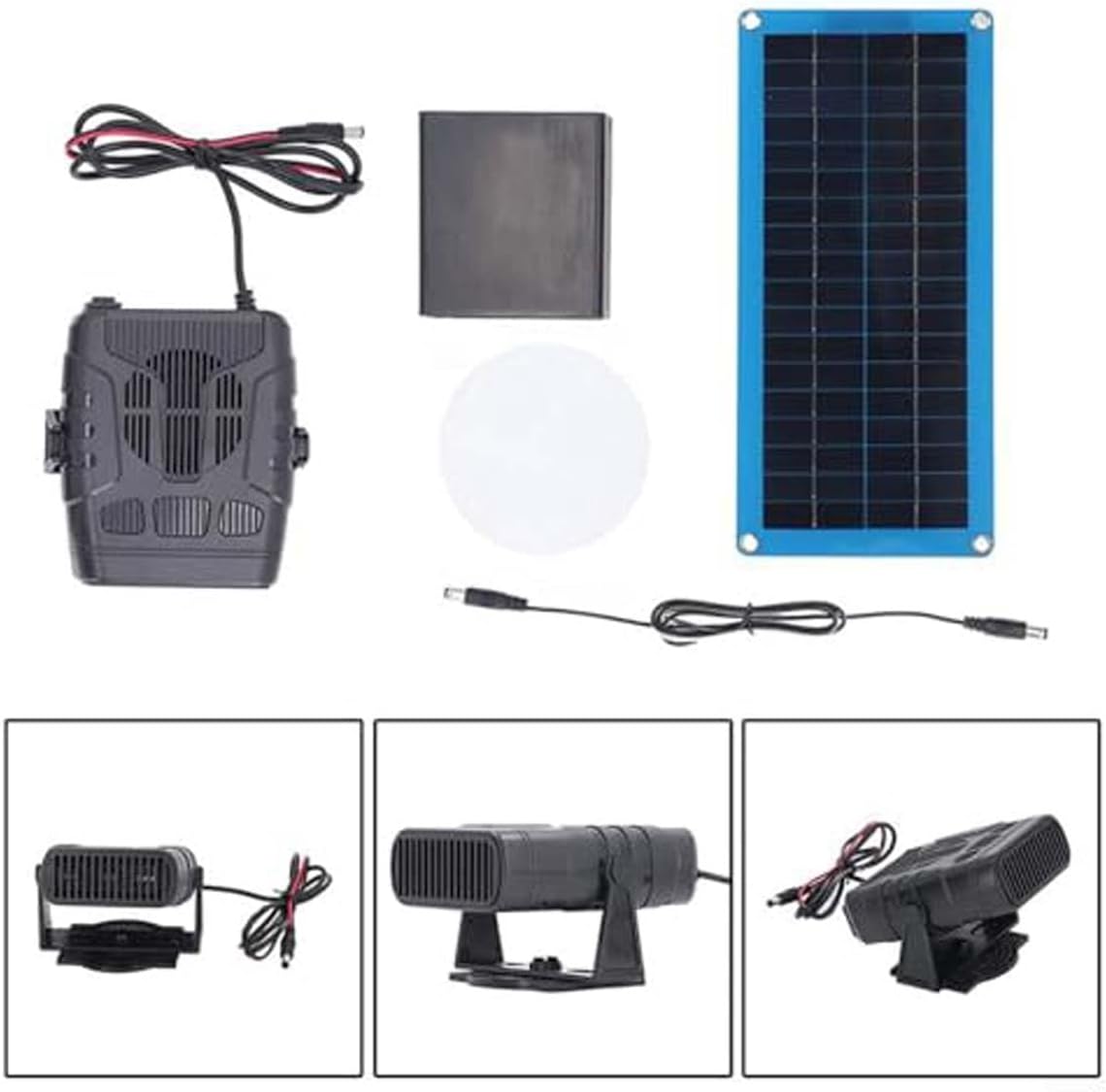 Solar Heater for Chicken Coop, 30W Solar Powered Heater with Overheat Protection, Ideal for Drying Heating Pet House Warm Wind Gear (Black)