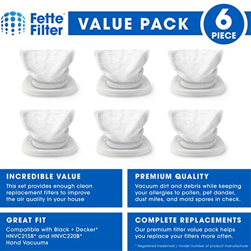 Fette Filter - 6 Pack HNVCF10 Vacuum Filter Replacements Compatible with Black and Decker Dustbuster Hand Vacuums Model Series HNVC115*, HNVC215*, HNVC220* Part # HNVCF10. by Fette Filter - Used condition - Image 2