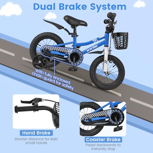 Image of BABY JOY Kids Bike, 12 14 16 18 Inch Boys Girls Bike for 3-8 Years w /Training Wheels, 20 Inch Children Bicycle for 8+ Teens w /Kickstand, Handbrake, Coaster Brake & Removable Basket, Sporty Bicycle
