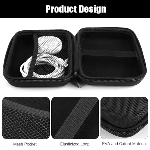Kabeltasche Klein, Hardcase Cable Organizer Bag, Mini Reise Aufbewahrungstasche 16 X 12 X 6 CM, Schwarz Kabelorganizer Taschen, Staubresistent, Wasserdicht, Tasche für USB Flash, Maus, Earphone
