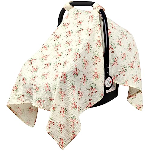 Image of Metplus Muslin Car Seat Cover for Babies - Carseat Stroller Cover Infant Stroller Covers for Boys and Girls, Breathable & Lightweight, Fits Most Strollers & Baby Car Seats