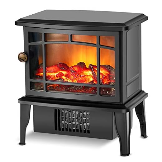 Fireplace Heater - Electric Fireplace Stove w/Fast Heating System, 500W Portable Space Heater for Room with Realistic 3D Fake Fireplace Flame, Overheat Tip-Over Protection for Office Indoor Use