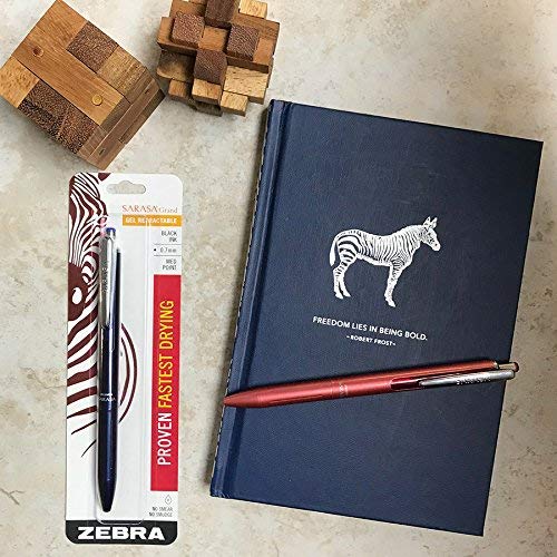Zebra Sarasa Grand, Retractable Gel Ink Pen, Rose Gold Barrel, Medium Point, 0.7Mm, Black Ink, 1-Count Bundle With 6 Refills #TOP6