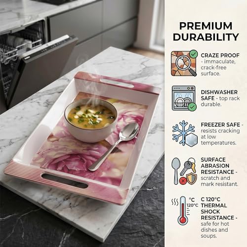 Image of U.P.C Serving Tray Set of 2 / Tray Set for Serving Premium Printed Tray for Serving /Multi-Use Serving Plate (Small, Medium)