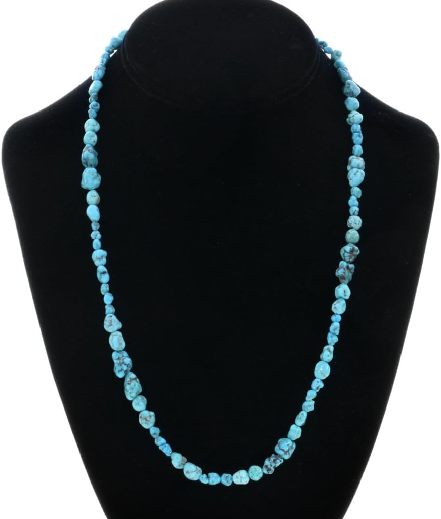 Alltribes Natural Sonoran Gold Turquoise Nuggets Beaded Navajo Necklace Beautiful 22" Long Single Strand 1301