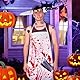 Metzger Kostüm Halloween, Metzger Kostüm Herren & Damen, Blutige Schürze Haarschmuck mit Messer Halloween Axt Im Kopf und 10 Stück Narben Tattoos, Zombie Fasching Karneval Dekoration