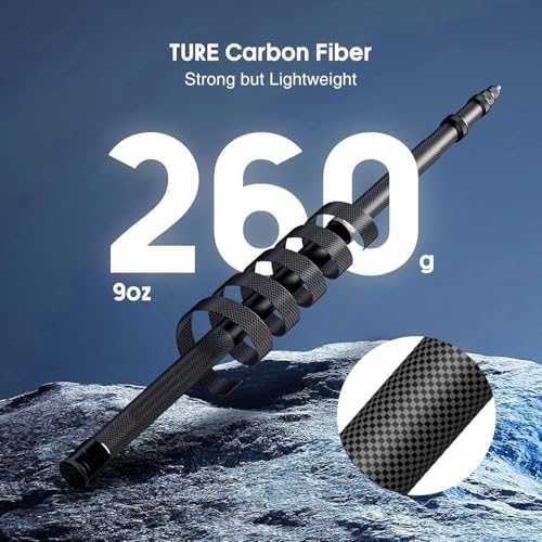 Image of Invisible Carbon Fiber Selfie Stick 9.8ft for Insta 360, GoPro & DJI Osmo | 3 Meter Extra Long Extendable Action Camera Stick | Lightweight Tripod Mount Pole for Vlogging, & Travel