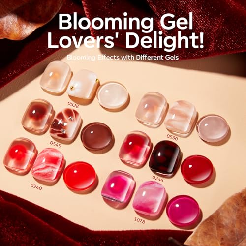 Image of modelones 32 PCS Gel Nail Polish Kit, 28 Colors Gel Polish with Blooming Gel, Base Coat, Glossy & Matte Top Coat Cat Eye Jelly Glitter Chameleon Soak Off LED Nail Art Kit Salon at Home