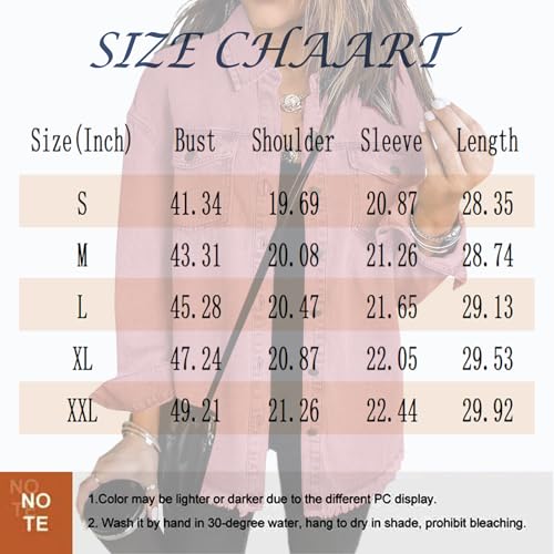 Jean Jacket Women Oversized Distressed Button Down Denim Shirt Jacket Casual Fall Vintage Long Sleeve Denim Shacket2